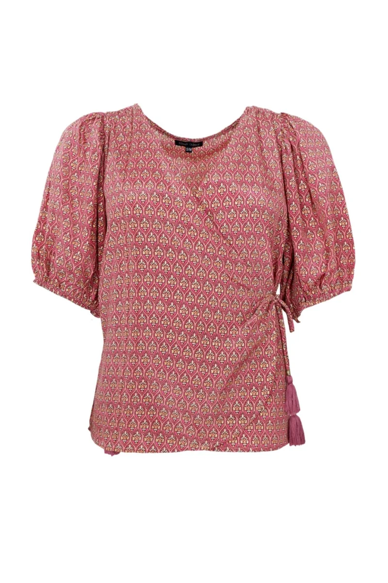 Black Colour - Bcluna Puff Sleeve Wrap Blouse 39175 - Indie Berry