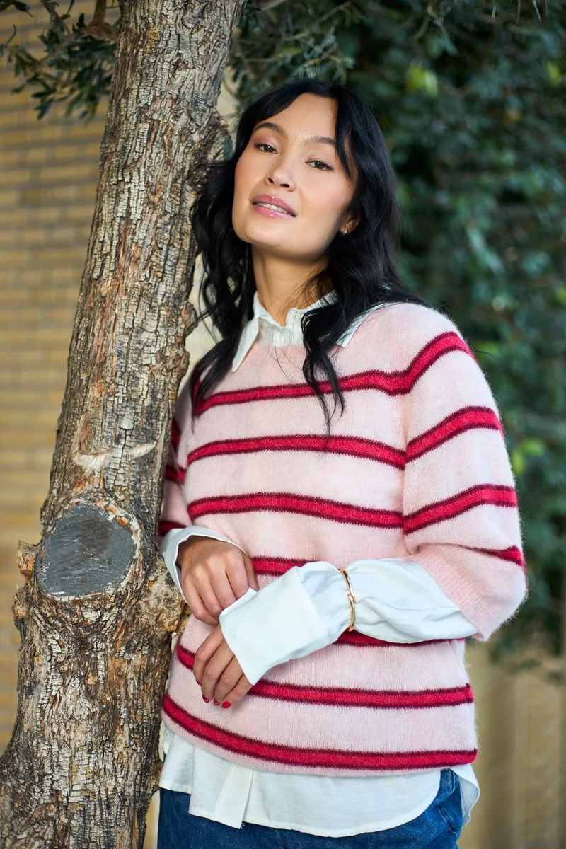 Black Colour - Bcdell Ss Jumper 1246 - Rose Red