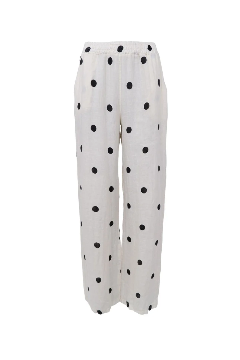 Black Colour - Bcmelina Wide Linen Pant 41114 - Dot