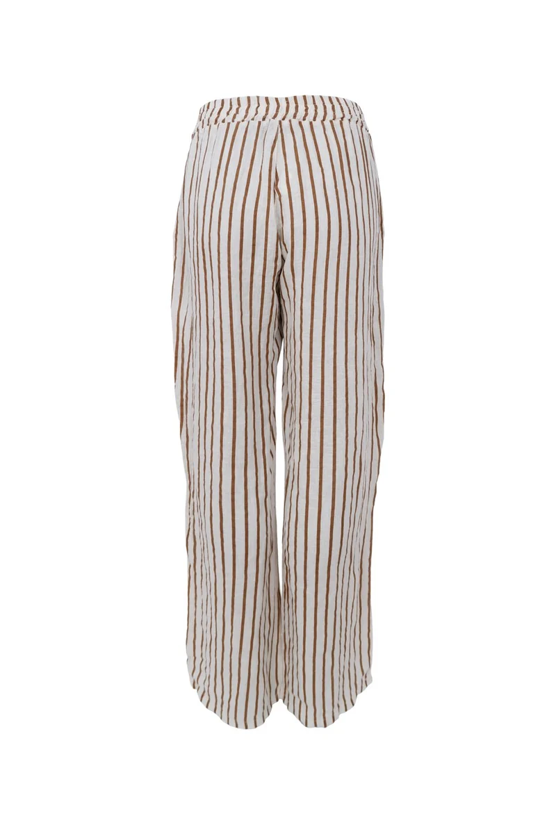 Black Colour - Bcmelina Wide Linen Pant 41114 - Camel Stripe