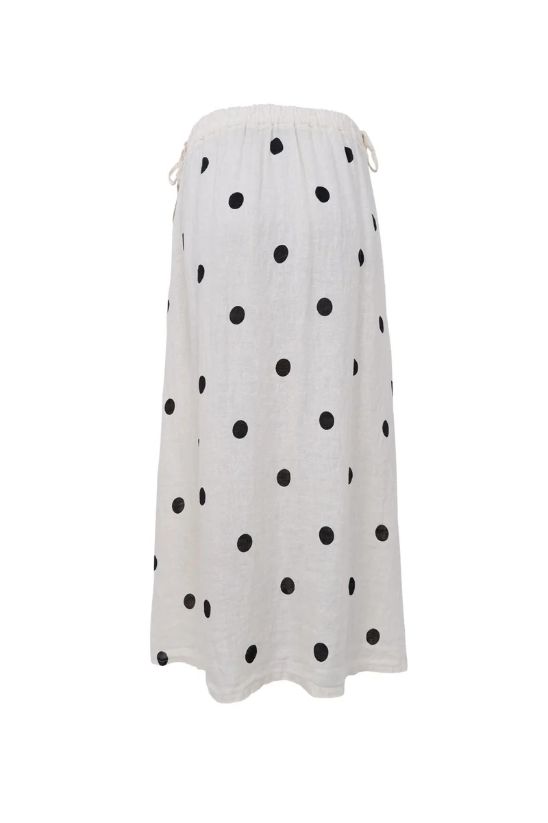 Black Colour - Bcmelina Linen Wrap Skirt 41103 - Dot