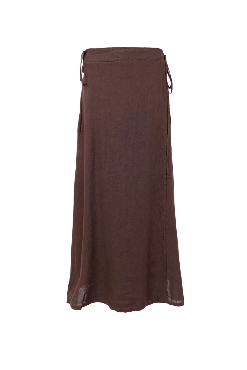 Black Colour - Bcmelina Linen Wrap Skirt 41103 - Coffee