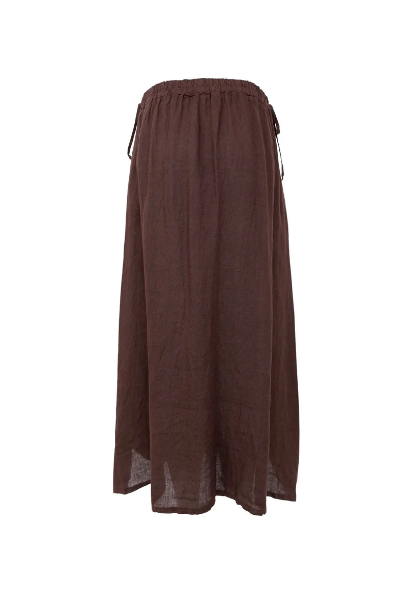 Black Colour - Bcmelina Linen Wrap Skirt 41103 - Coffee