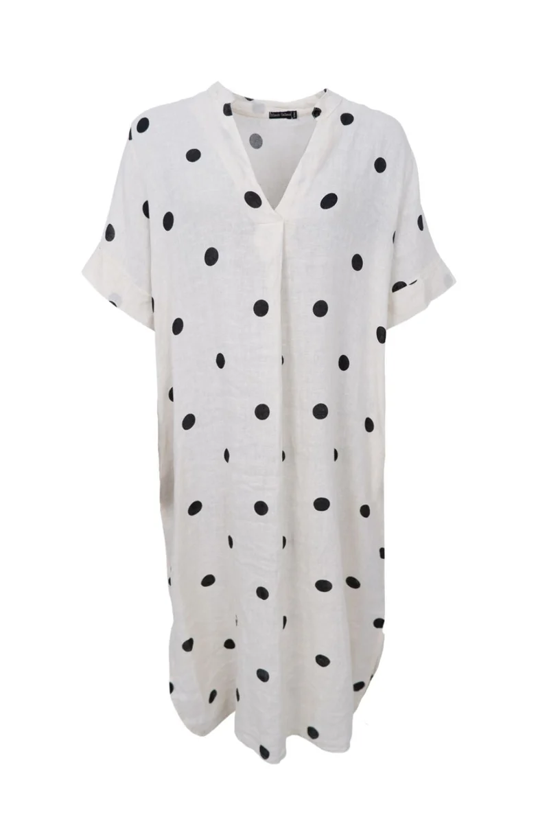 Black Colour - Bcmelina Long Linen Dress 40412 - Dot