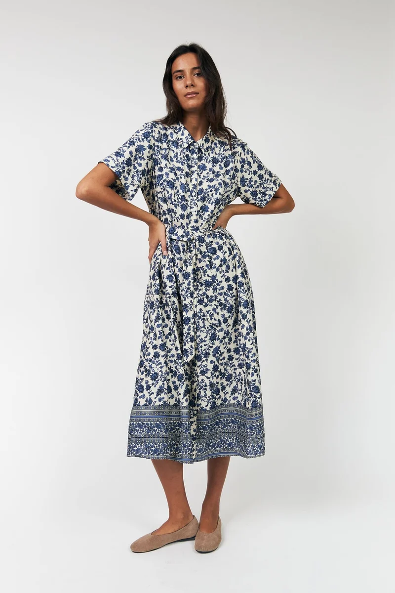Lollys Laundry - Blakell Midi Dress Ss26105-3001 - 20 Blue