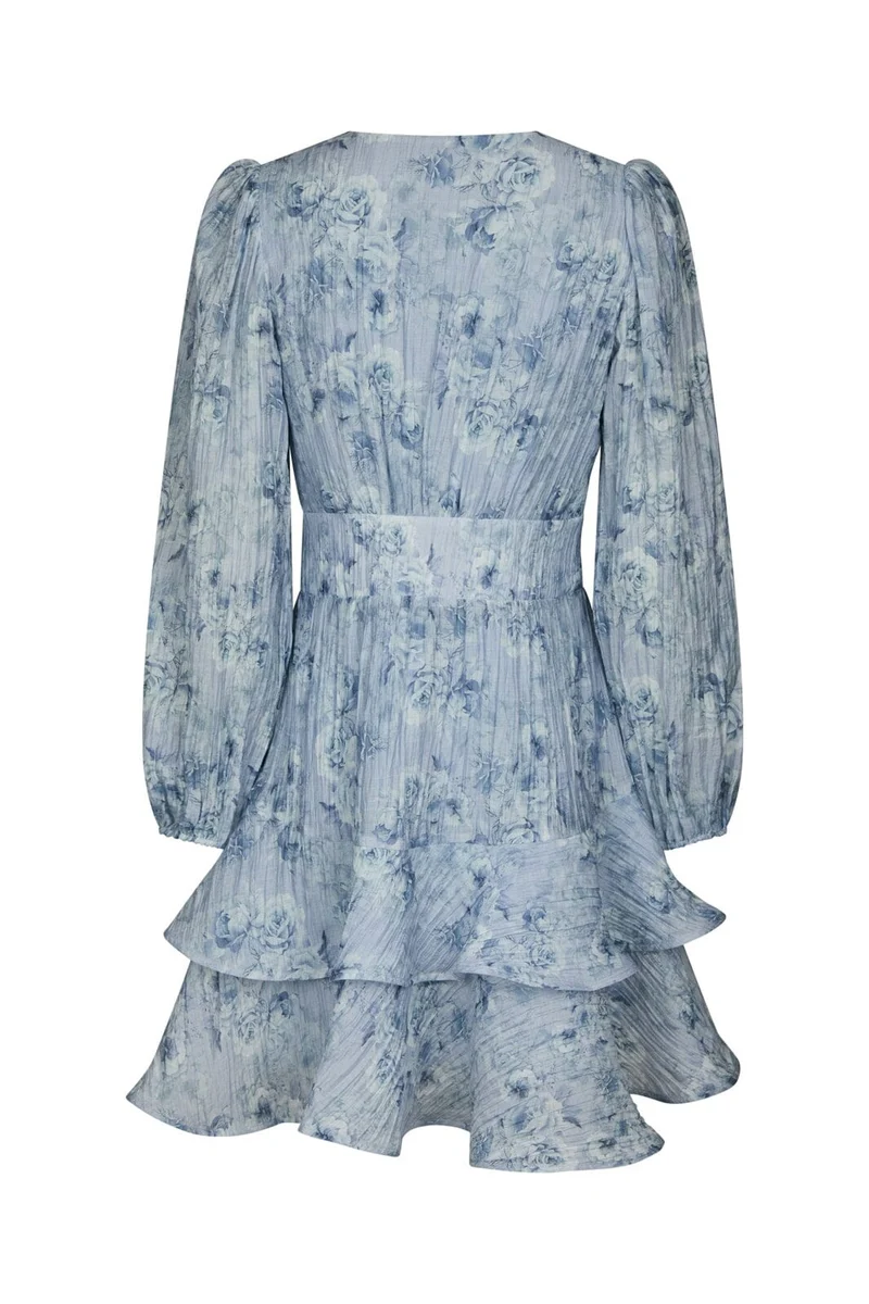 Neo Noir - Mabella Crepe Print Dress 167703 - 142 - Dusty Blue