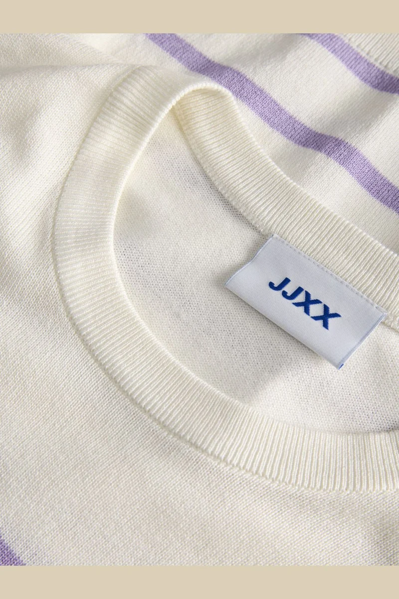 Jjxx - Jxlayla Comfy Ss Knit - 4916165 Vanilla Ice /Purple Rose