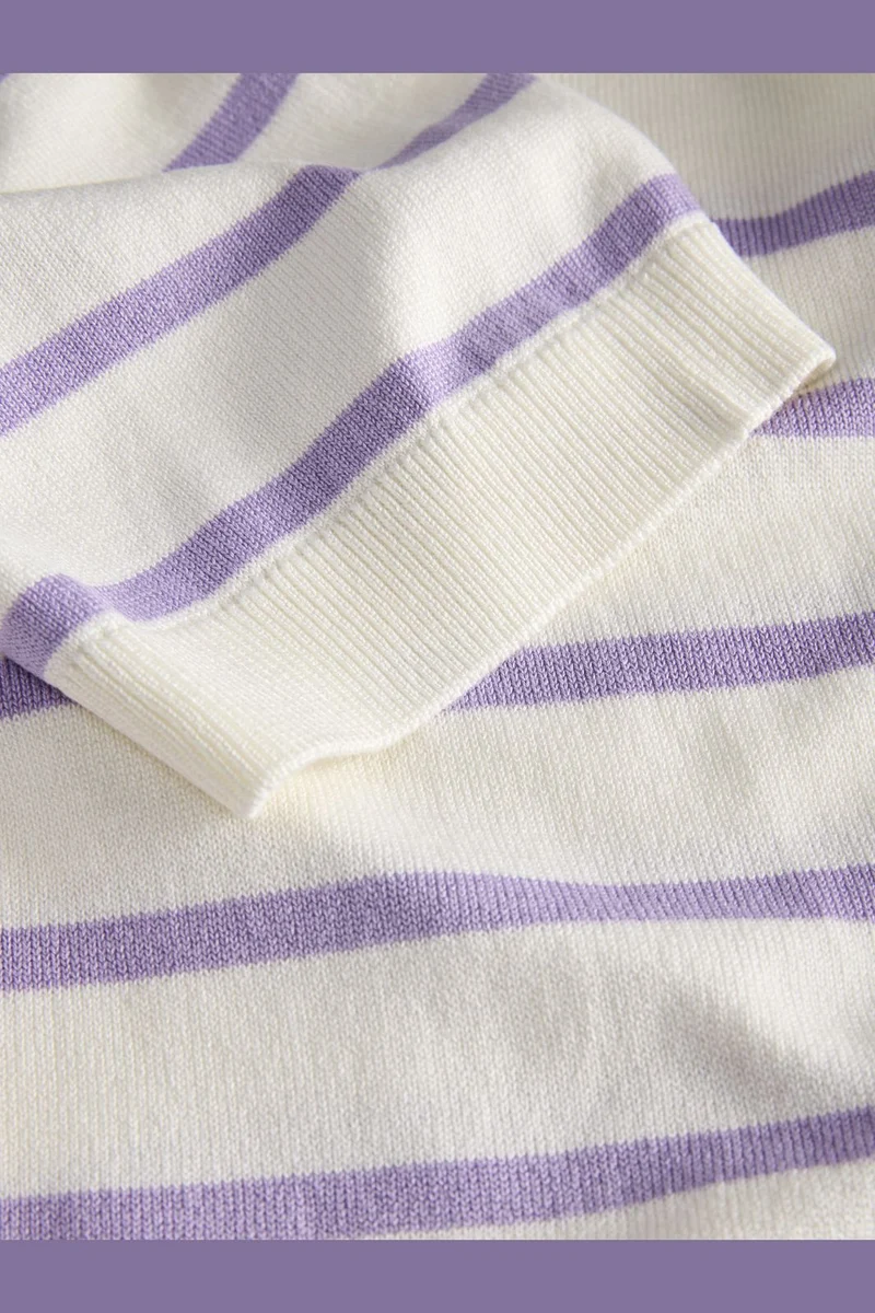 Jjxx - Jxlayla Comfy Ss Knit - 4916165 Vanilla Ice /Purple Rose