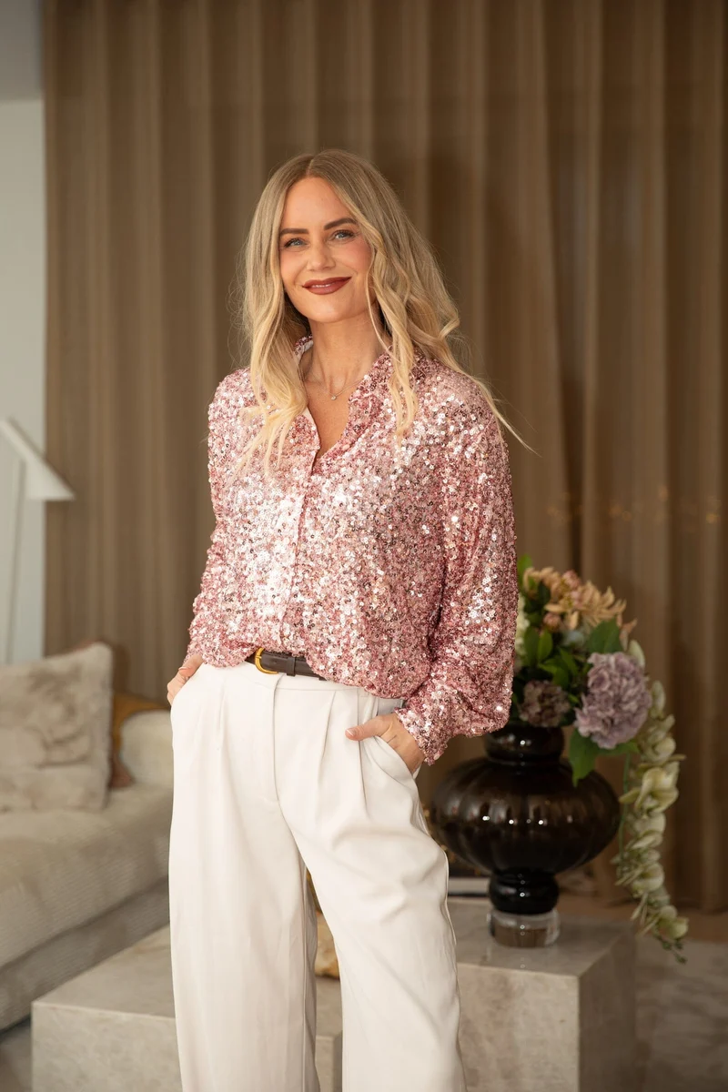 Valentin Studio - Classy Sequins Shirt 163336 - 165 - Rose