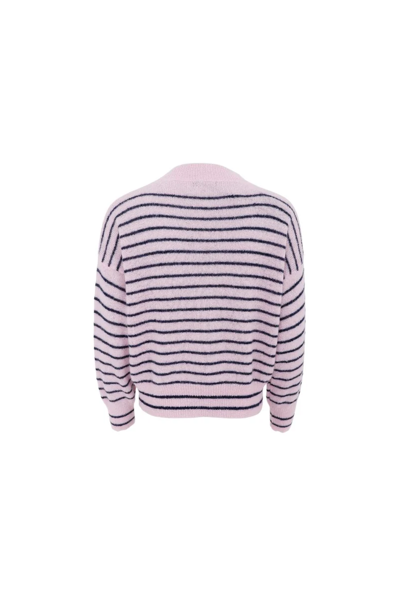 Black Colour - Bcdell Striped V-Neck Jumper 1240 - Rose