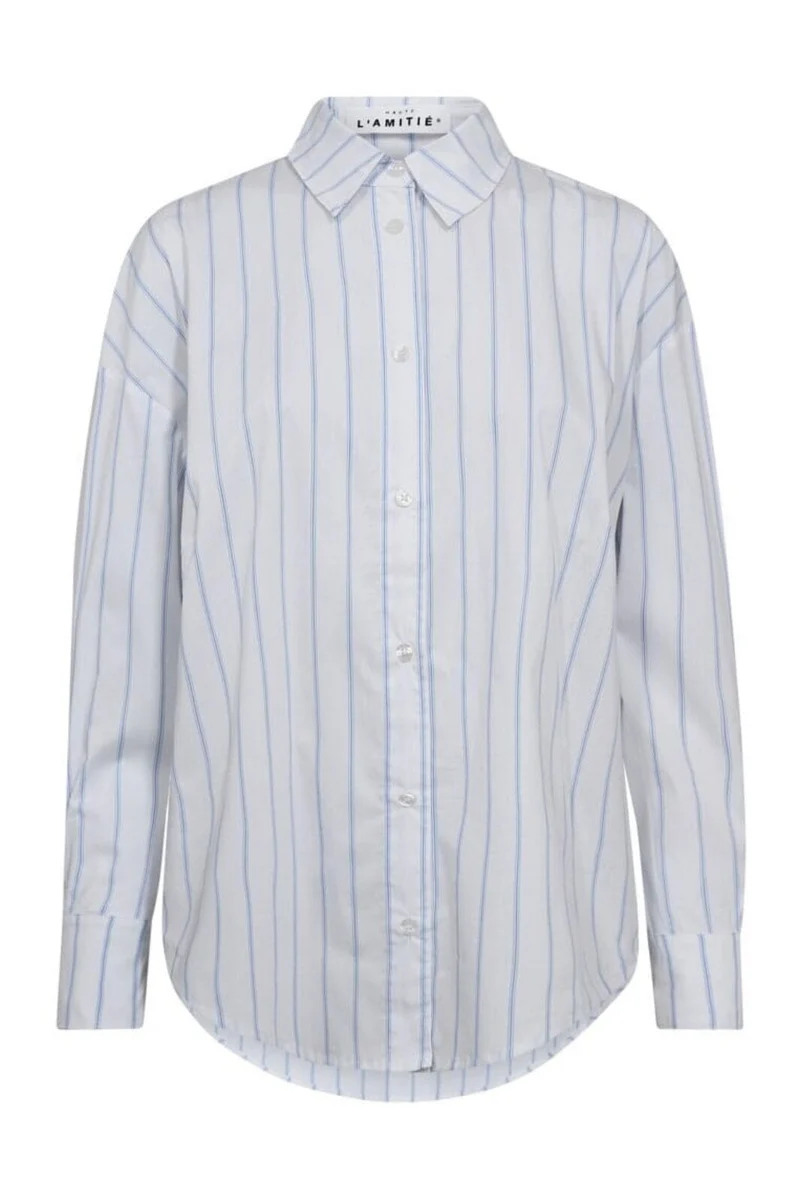 Haute L'Amitié - Fine Line Twist Bow Shirt HL10210 - Blue Stripe