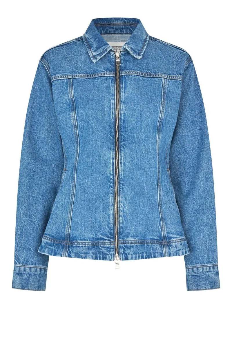 Second Female - Belton Peplum Denim Jacket 60444 - 5997 Blue denim