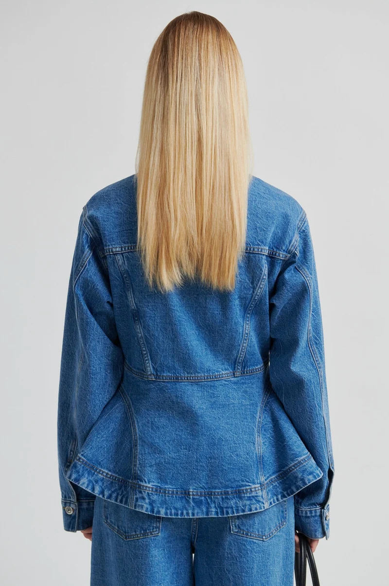 Second Female - Belton Peplum Denim Jacket 60444 - 5997 Blue denim