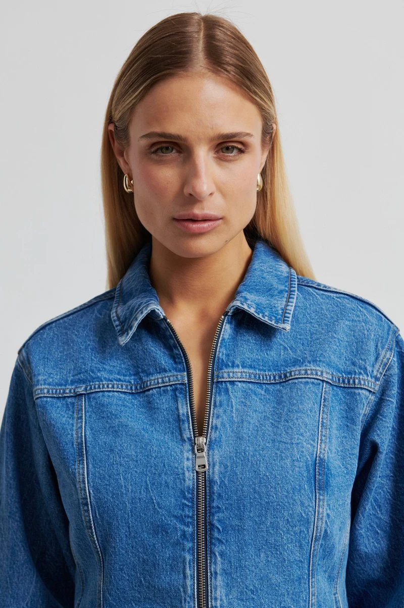 Second Female - Belton Peplum Denim Jacket 60444 - 5997 Blue denim