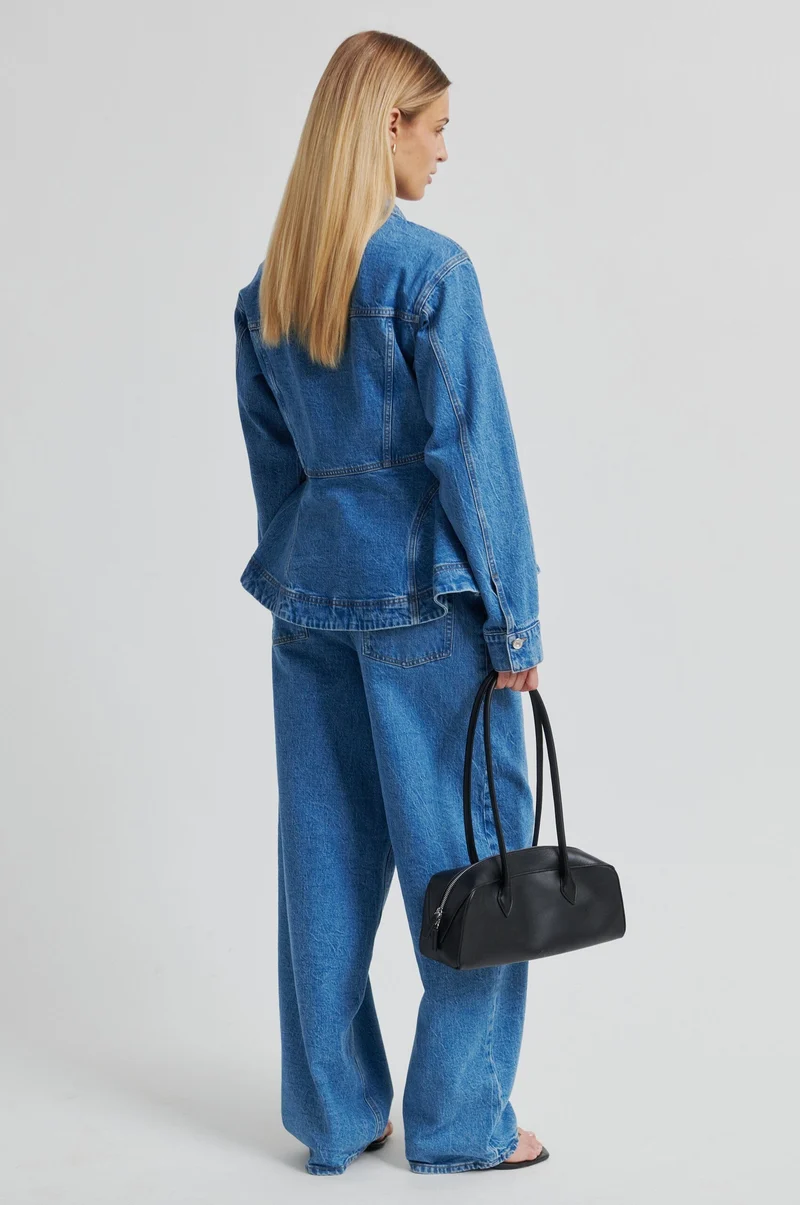 Second Female - Belton Peplum Denim Jacket 60444 - 5997 Blue denim