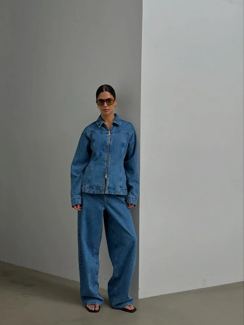 Second Female - Belton Peplum Denim Jacket 60444 - 5997 Blue denim