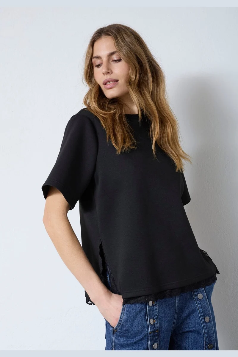 Co´Couture - Evicc Lace Tee 43031 - 96 - Black