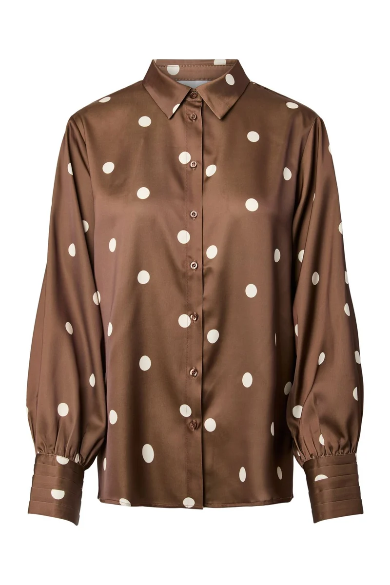 YAS - Yaspella Ls Shirt - 5084722 Pinecone Ecru Dots