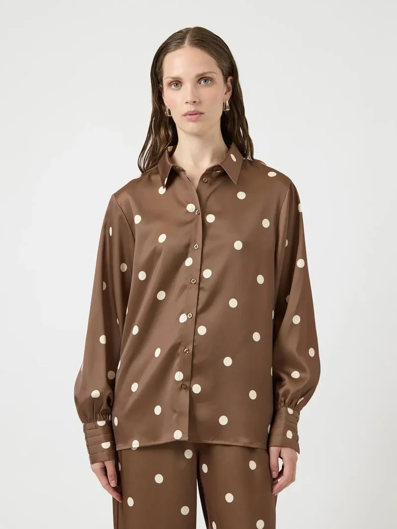 YAS - Yaspella Ls Shirt - 5084722 Pinecone Ecru Dots