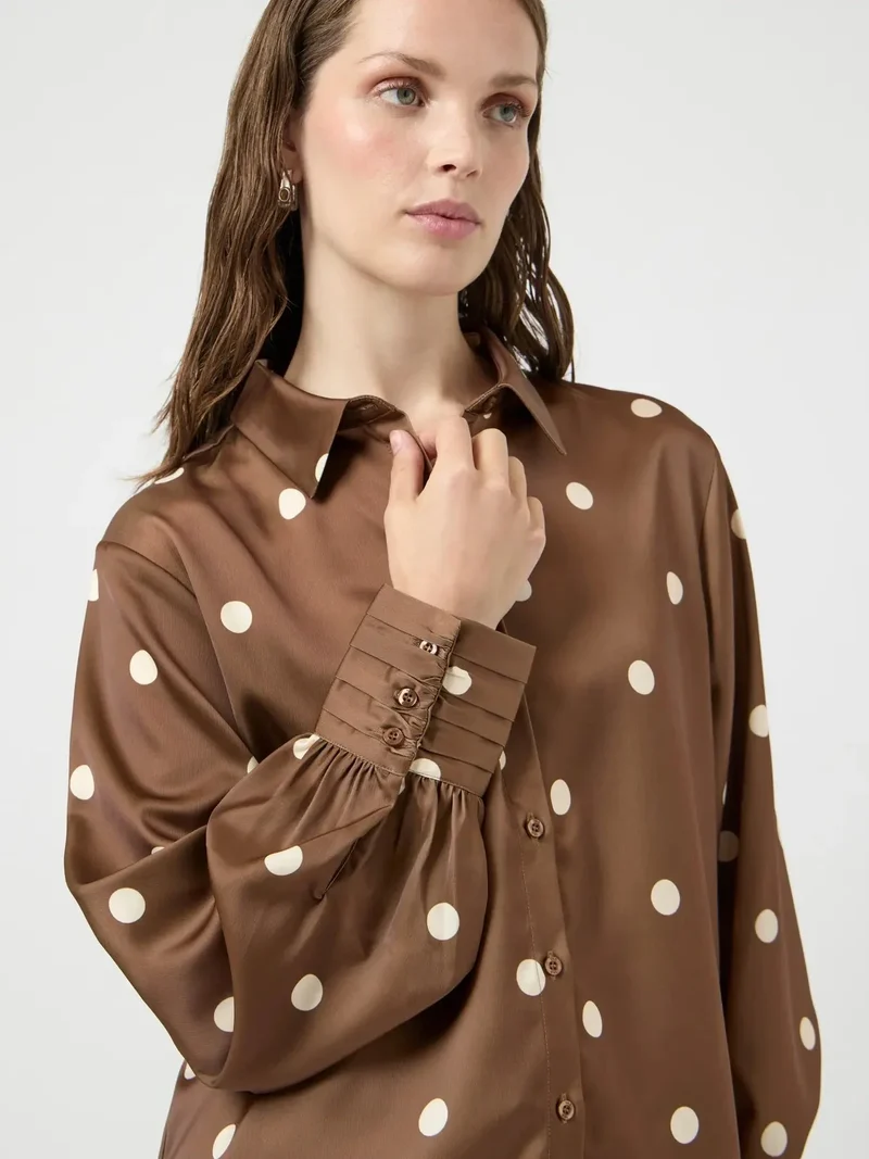 YAS - Yaspella Ls Shirt - 5084722 Pinecone Ecru Dots