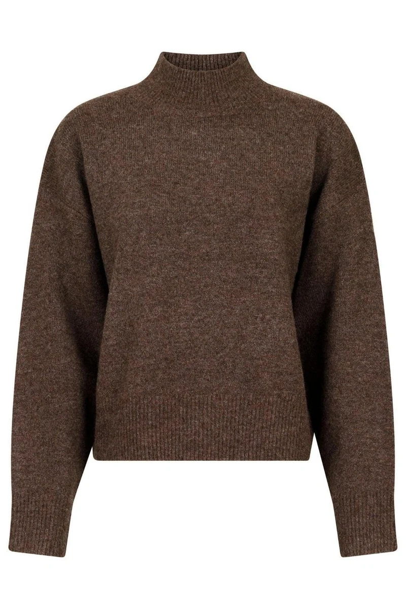 Neo Noir - Paulina Knit Blouse - Brown Melange