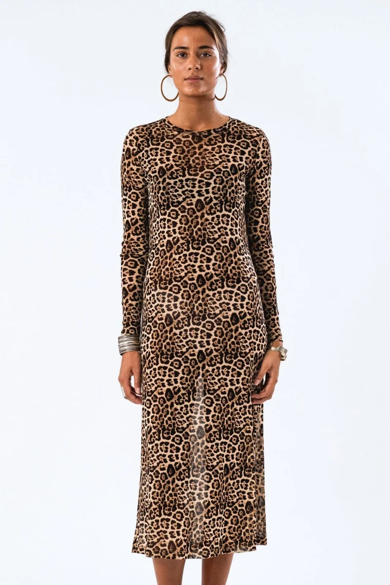 Lollys Laundry - Loganll Maxi Dress Ls - 72 Leopard Print