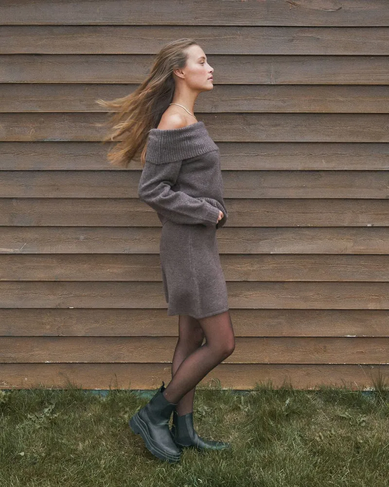 Neo Noir - Gisa Knit Skirt - Brown Melange