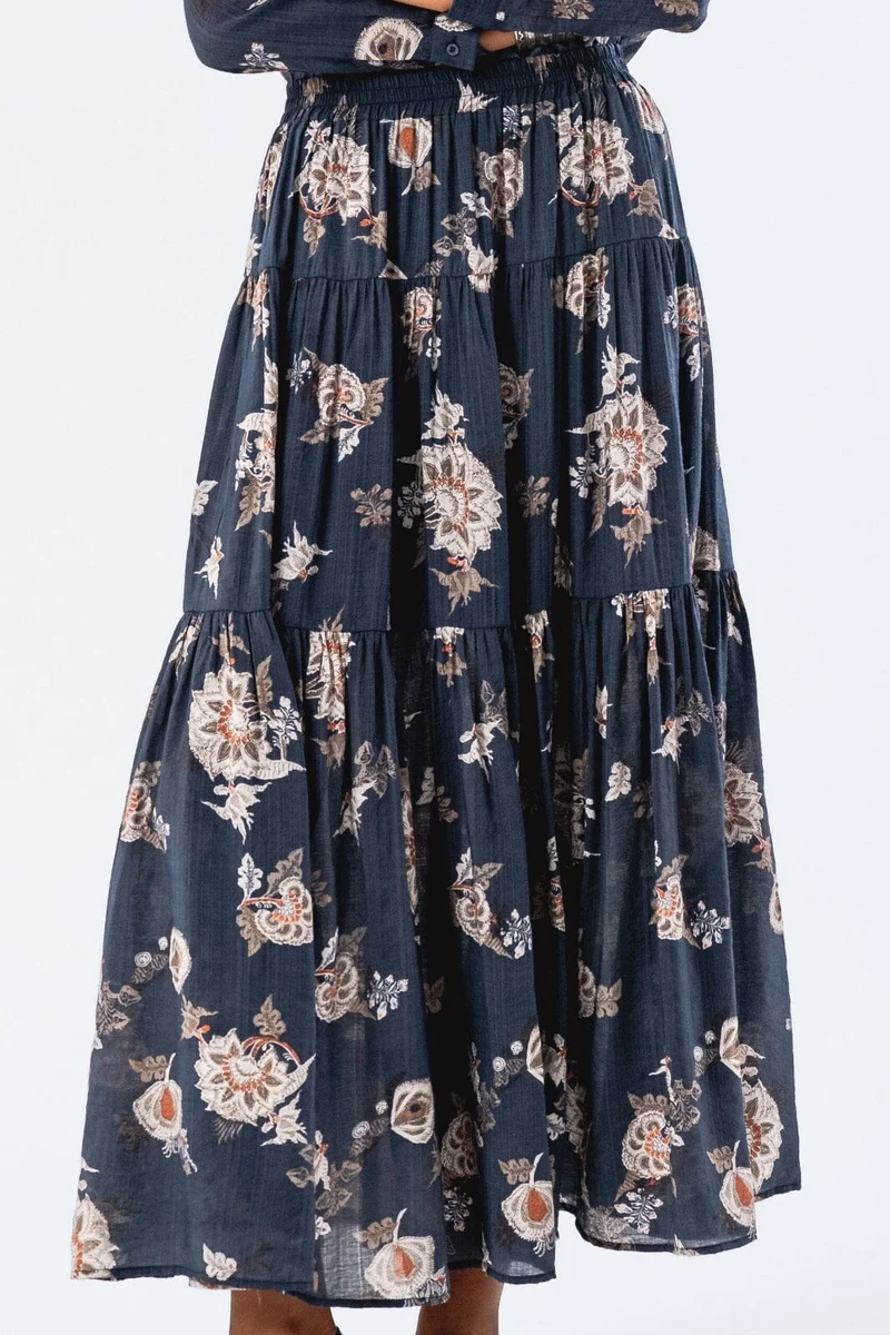 Lollys Laundry - Sunsetll Maxi Skirt - 23 Dark Blue