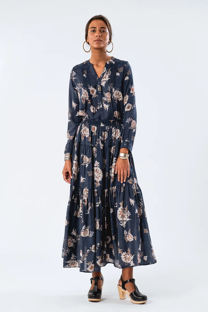 Lollys Laundry - Sunsetll Maxi Skirt - 23 Dark Blue