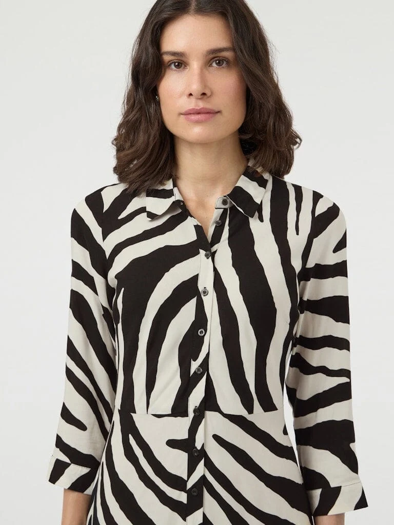 YAS - Yassavanna Long Shirt Dress - 4844009 Birch Zebra Print