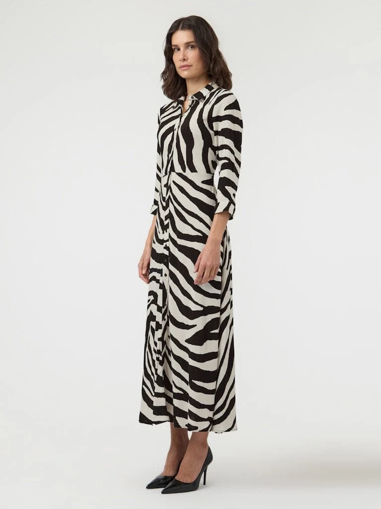 YAS - Yassavanna Long Shirt Dress - 4844009 Birch Zebra Print