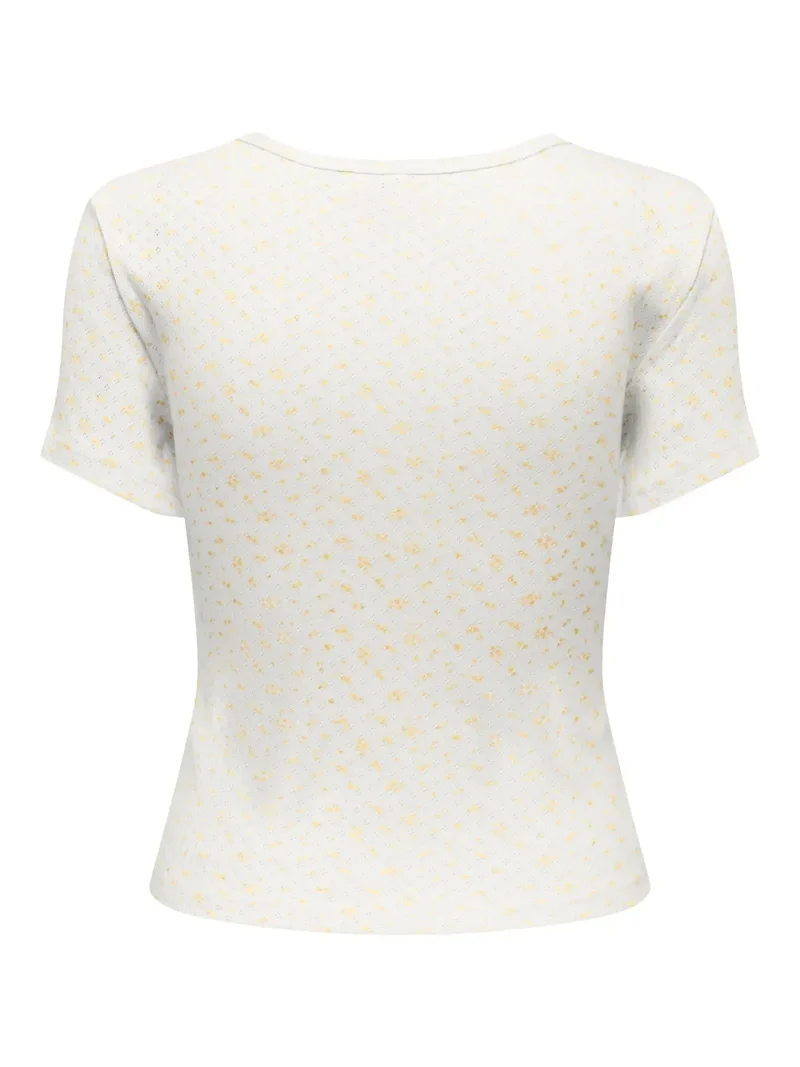 Only - Onlmadison S/S O-Neck Baby Tee - 5011785 Cloud Dancer Gry Flower Sunlight