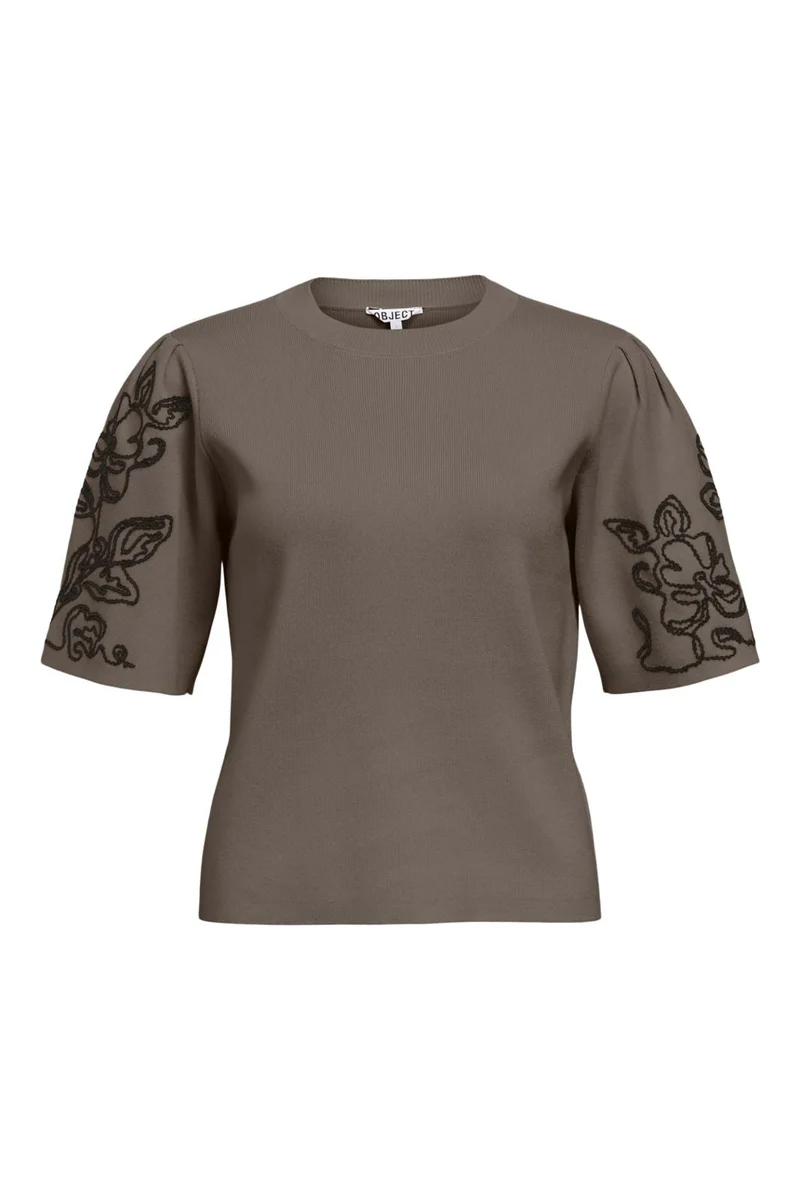Object - Objflora 2/4 Re Knit Pullover 143 - 5008666 Morel Black