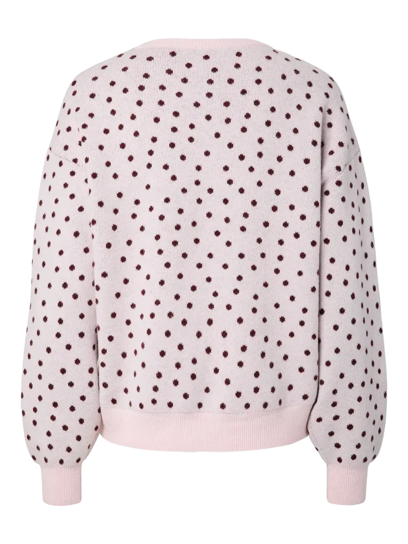 Pieces - Pcnancy Ls O-Neck Dot Knit - 5098308 Roseate Spoonbill Winetasting Dots