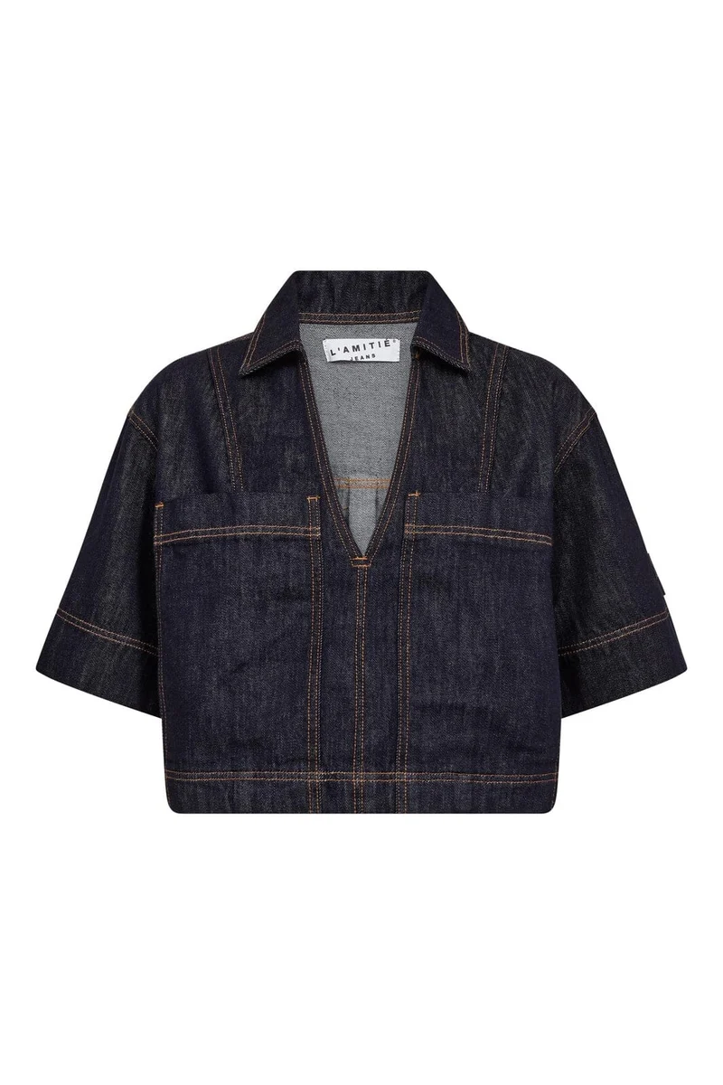 Haute L'Amitié - Drew Denim Top Unwashed HL10556 - Unwashed Denim