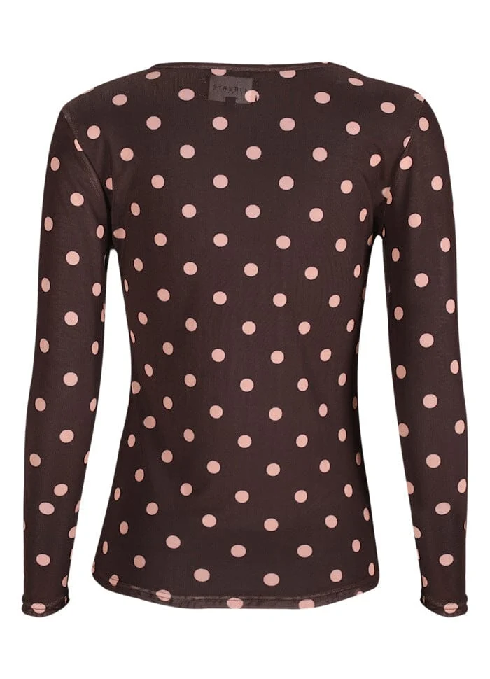 Liberte - Mesh Ls Tshirt 22065 - Plum Rose Big Dot