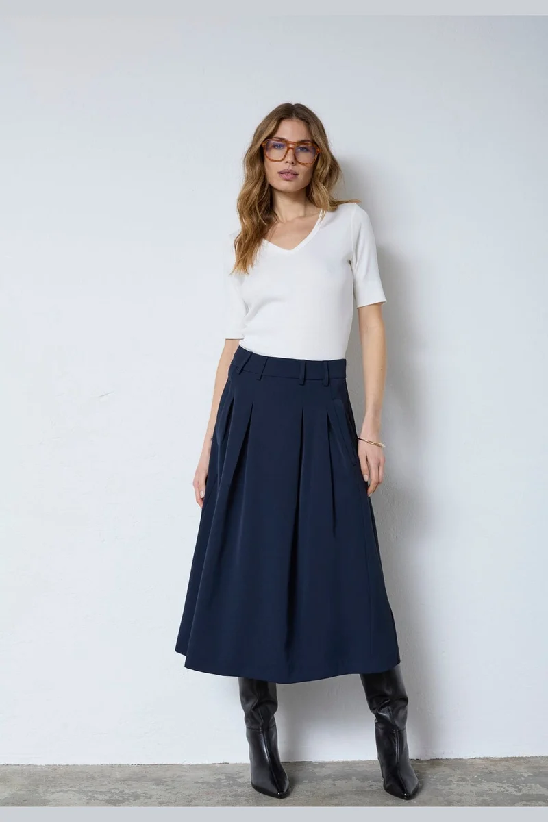 Co´Couture - Anyacc Midi Pleat Skirt 44040 - 120 - Navy