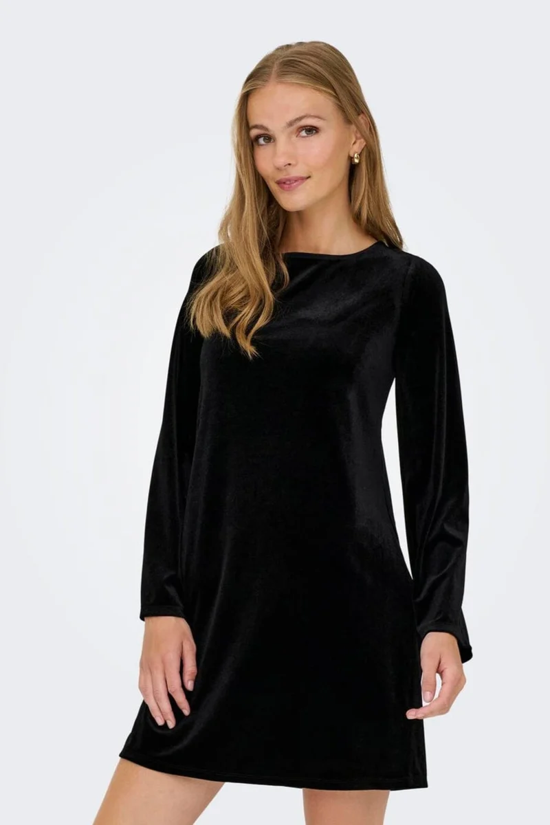 JDY - Jdyvictory L/S Velvet Bow Dress - 4906622 Black Bow