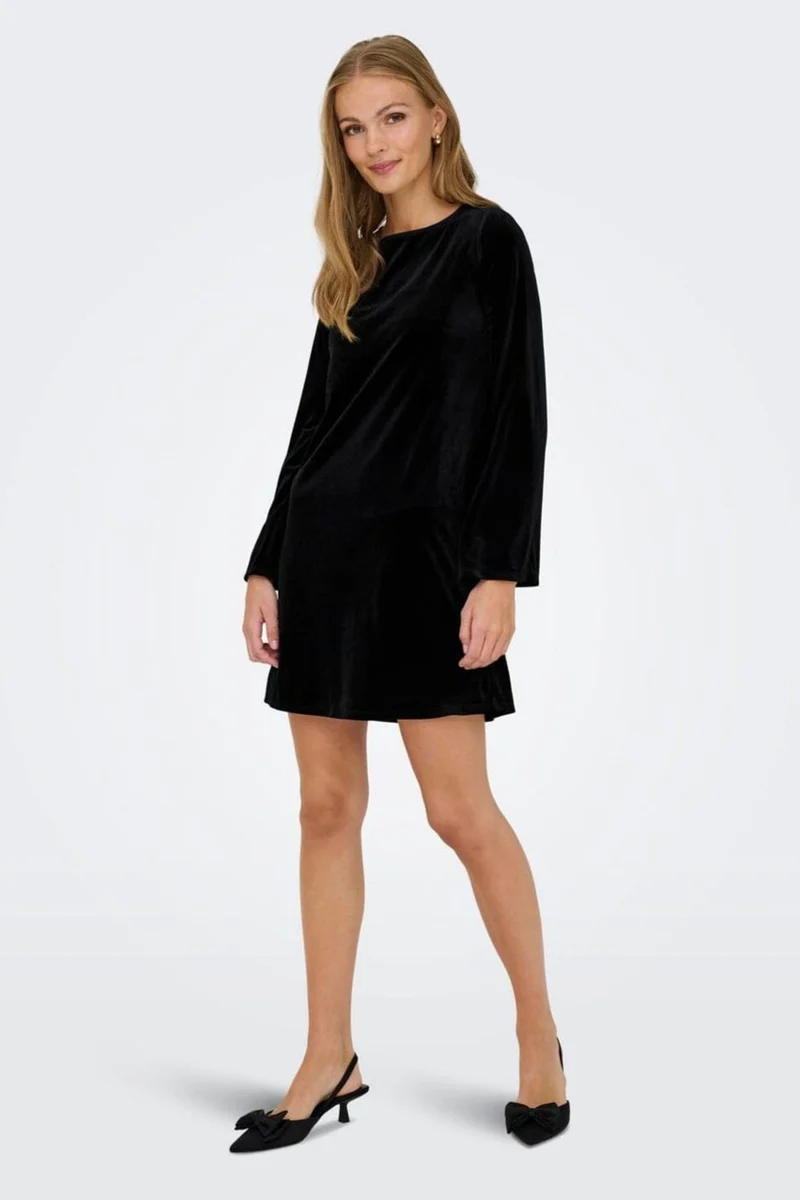 JDY - Jdyvictory L/S Velvet Bow Dress - 4906622 Black Bow