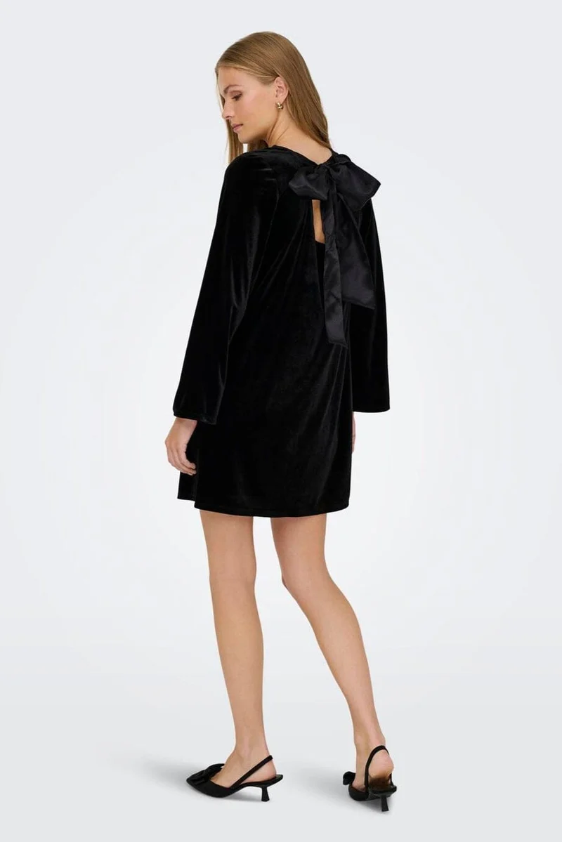JDY - Jdyvictory L/S Velvet Bow Dress - 4906622 Black Bow
