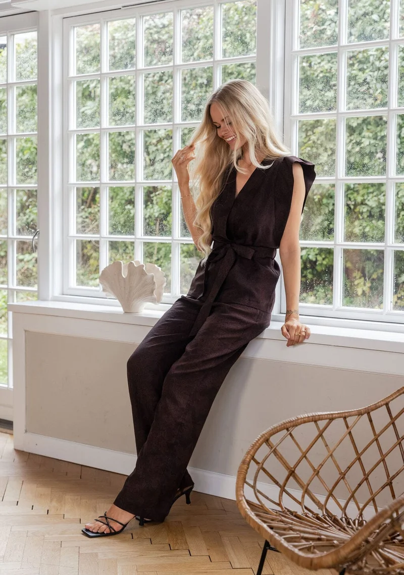 Molly&My x Julie Elgaard - Elsa Jacquard Pants 167096 - 676 - Dark Brown