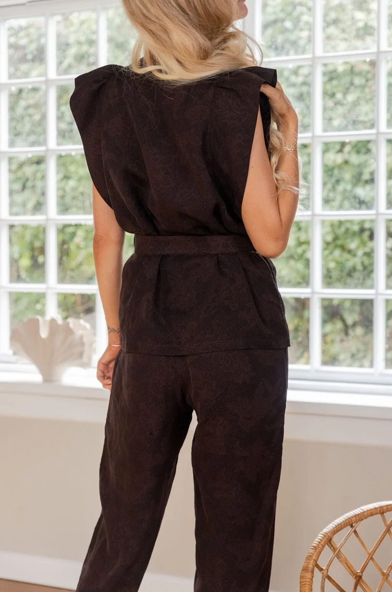 Molly&My x Julie Elgaard - Elsa Jacquard Pants 167096 - 676 - Dark Brown