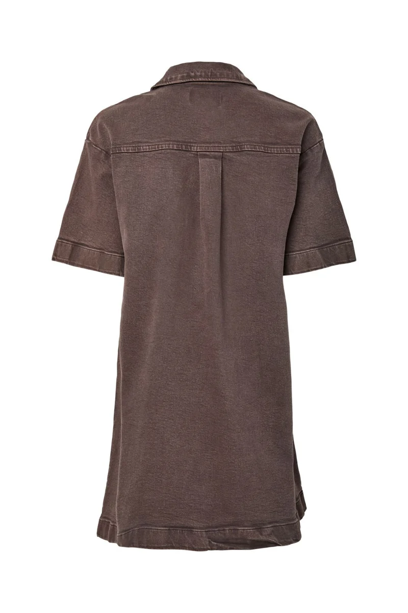 Pieces - Pcselma 3/4 Zip Denim Dress Fsy - 4973772 Hot Fudge