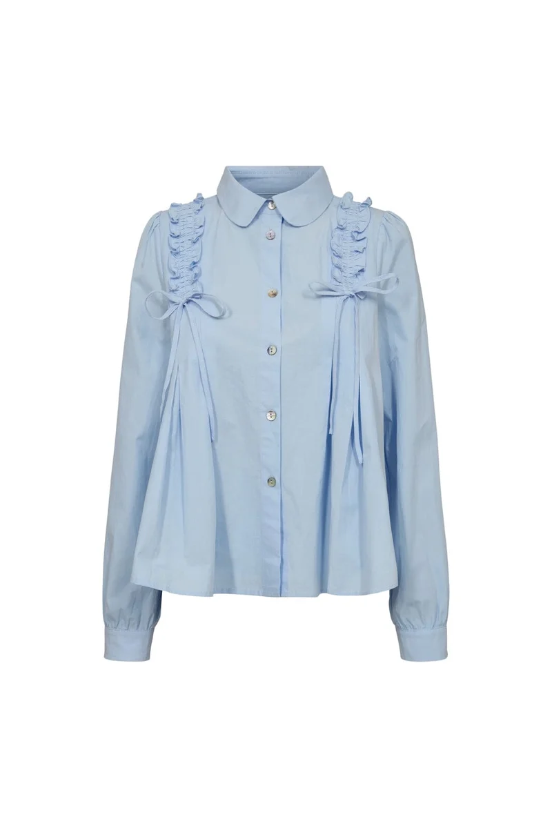 Liberte - Fie Ls Frill Shirt 22308 - Light Blue