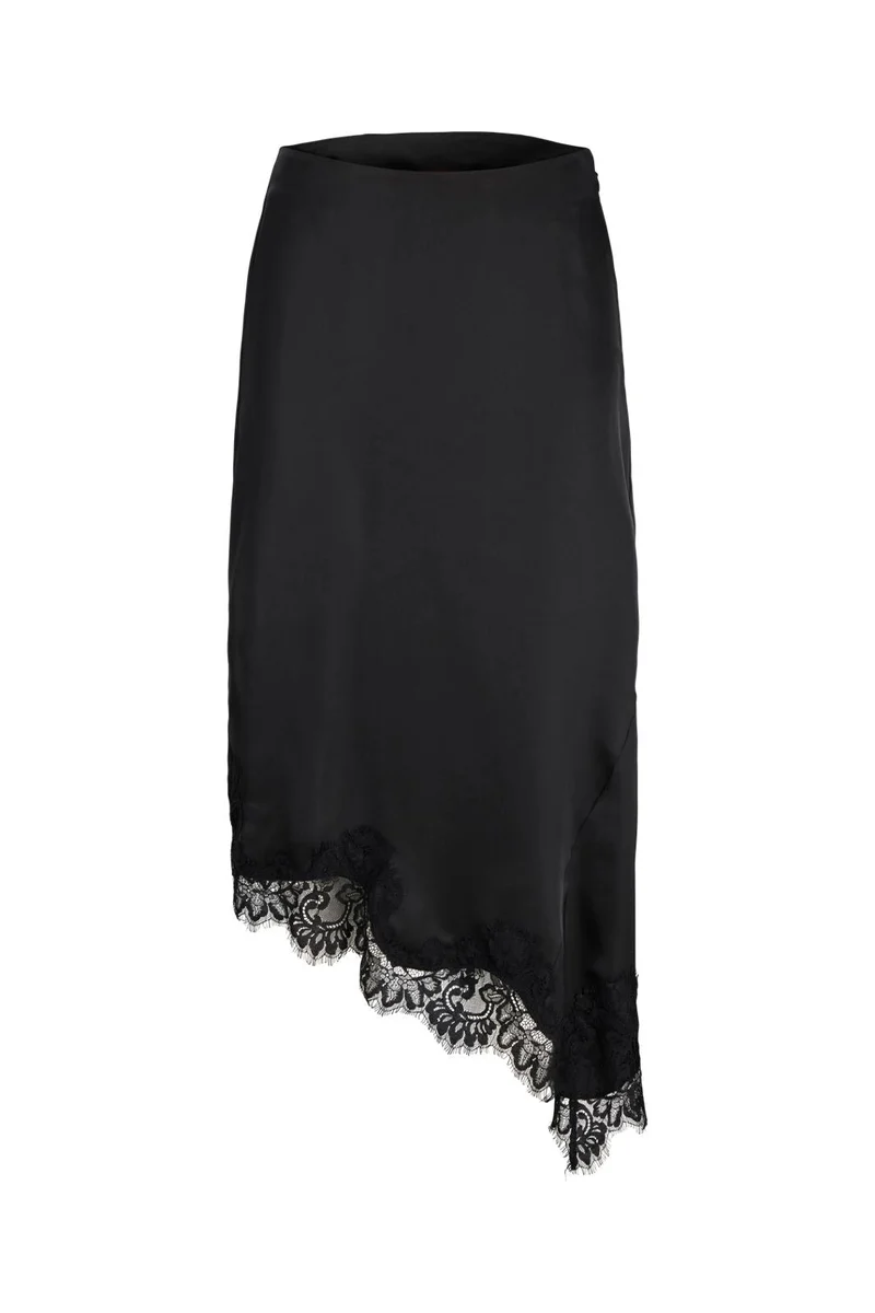 Jjxx - Jxvima Satin Asymmetric Skirt Ln - 5089448 Black