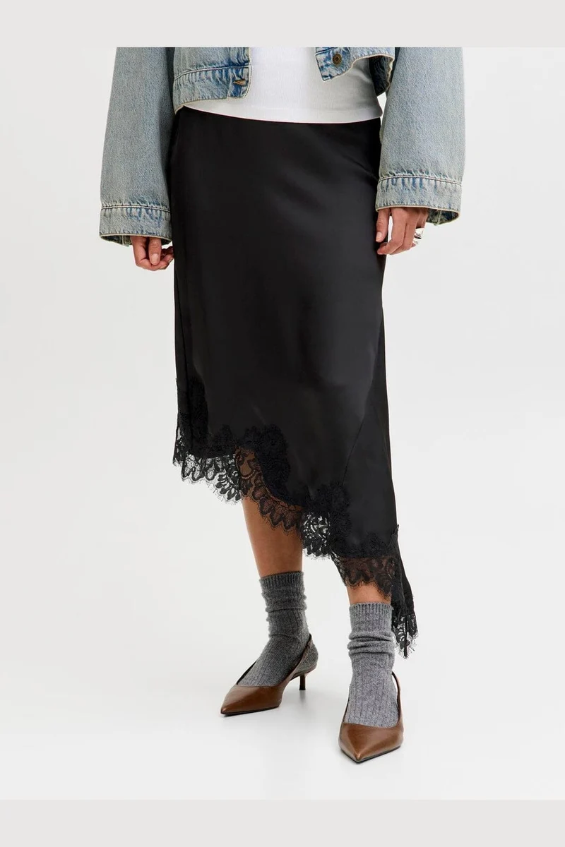 Jjxx - Jxvima Satin Asymmetric Skirt Ln - 5089448 Black