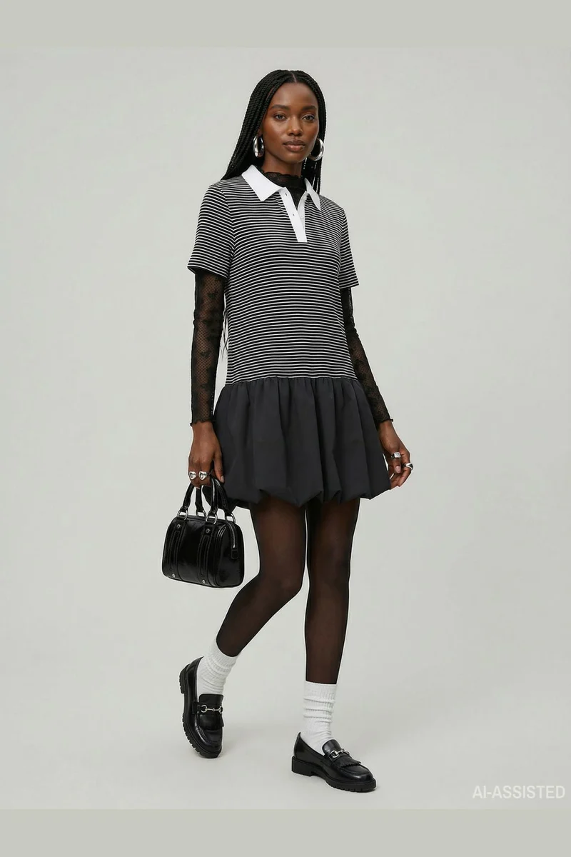 Hypedrop - Hdyuna Ss Polo Balloon Dress 32000587 - 5140141 - Black