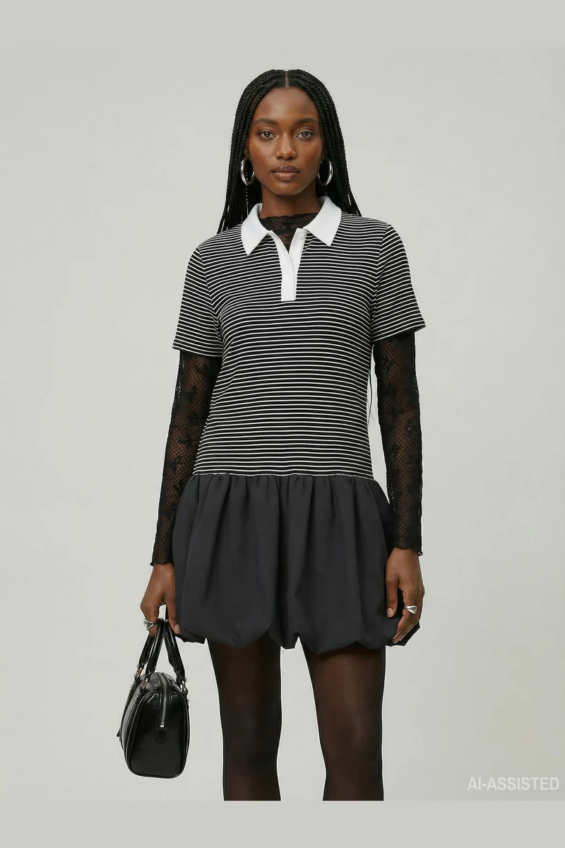 Hypedrop - Hdyuna Ss Polo Balloon Dress 32000587 - 5140141 - Black
