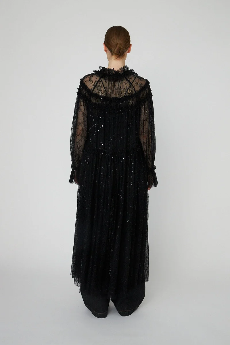 Stella Nova - Sheer Lace Maxi Cape Dressls54-4306 - 999 Black