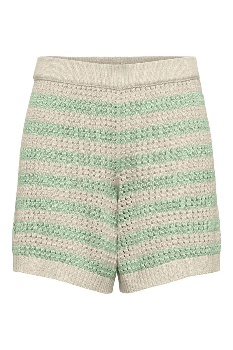 JDY - Jdytikka Shorts Knt - 4891535 Birch Birds Egg Green Stripes